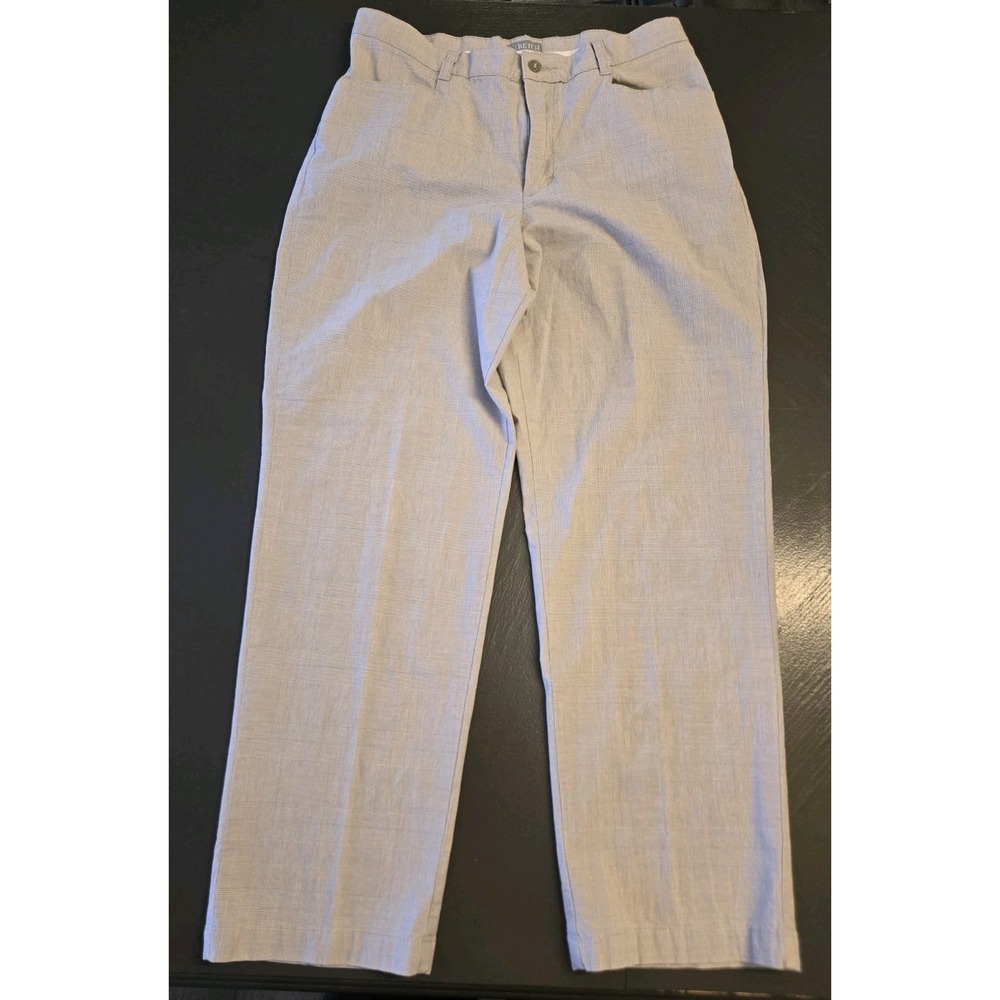 Riders by Lee Womens Tan Blue Glen Plaid Stretch Straight Leg Pants 12P W364587